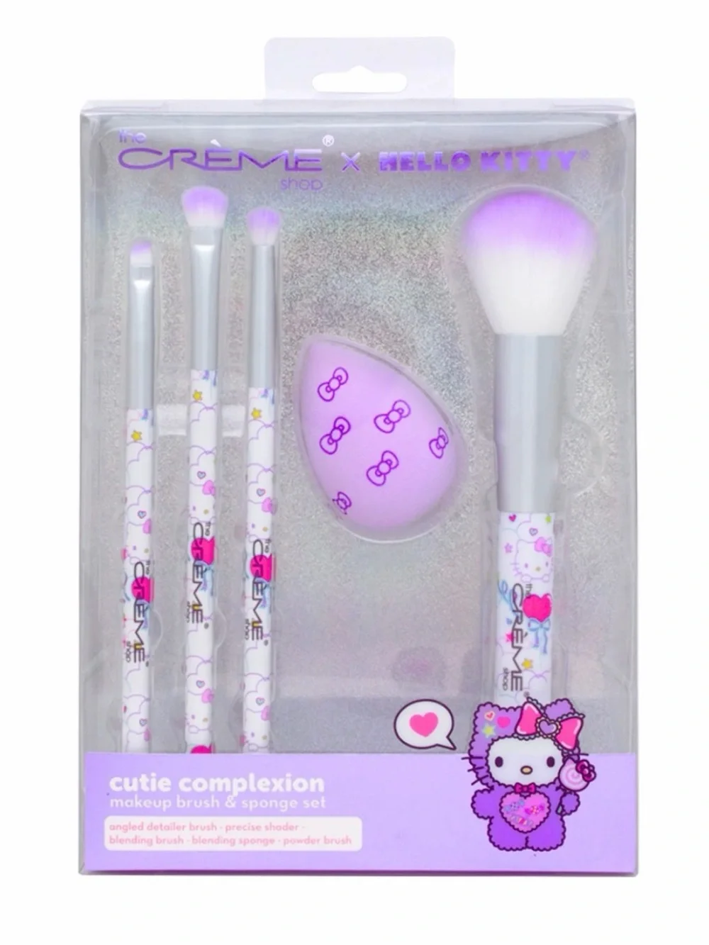 Hello Kitty Lavender Kids Makeup Brush & Sponge Set